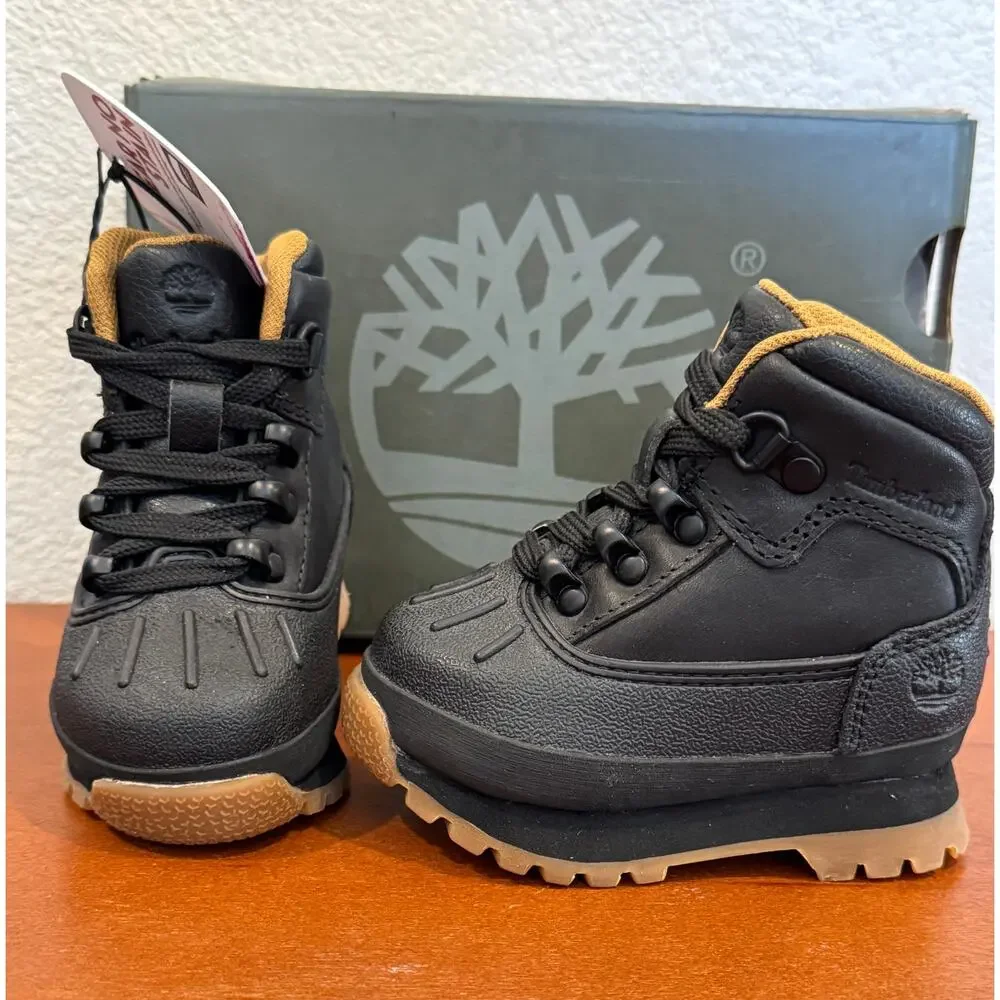 Timberland Euro Hiker Shell Water Resistant Toddler Boots Size 4 Black